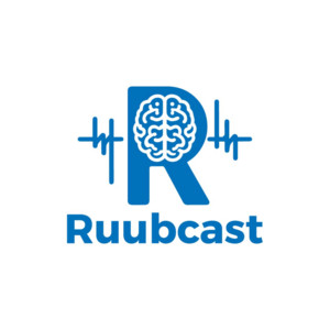 Logo van de Ruubcast: een R met een brein en geluidsgolven.
